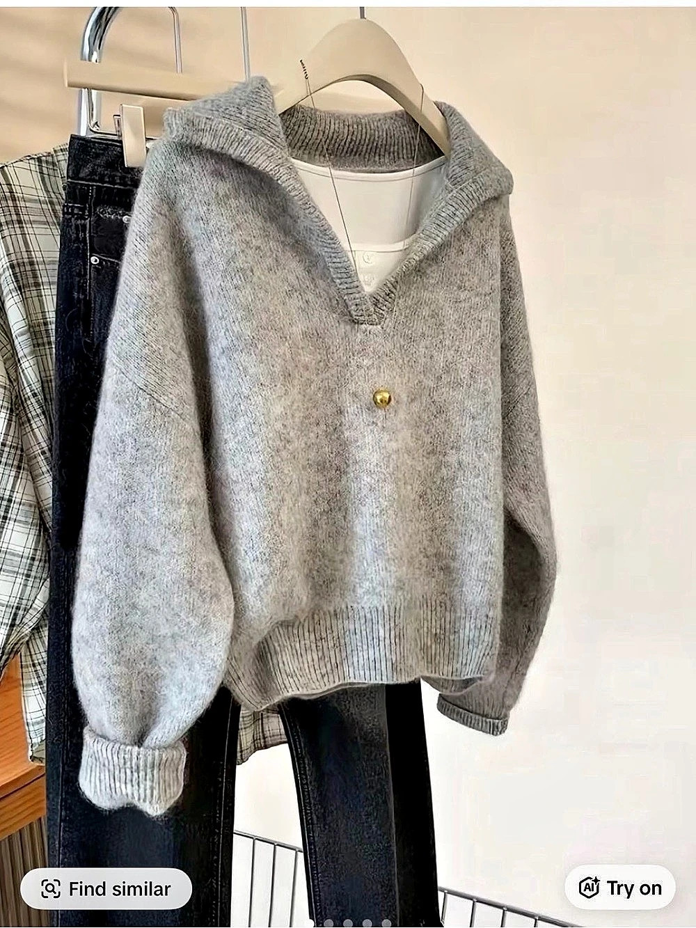 NWT Gray Collared Sweater Like New